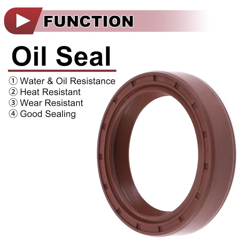 HEROFFIX Universal Oil Seal TC Seal Ring Rotary Shaft Seal 35x47x8mm High Pressure FKM Rubber Brown 2 Pcs - Image 3